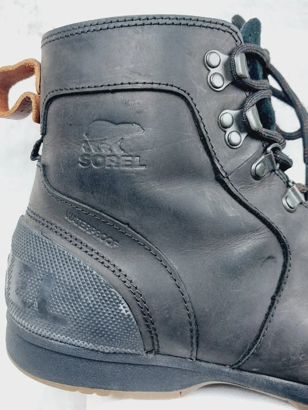 Sorel Men's Black Ankeny Leather Lace-Up Mid Trail Ankle Hiking Boots Size 11.5